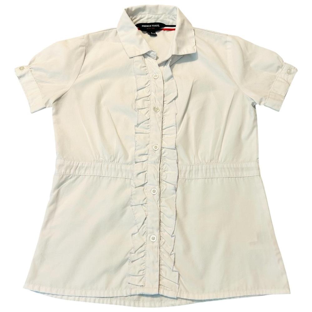 French Toast White Short Sleeve Button Down Shirt Girls School Uniform Size 8